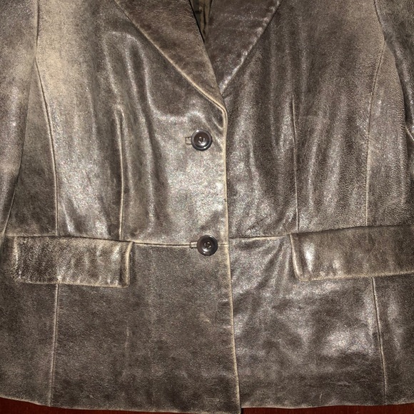 Revue Women's Charcoal Leather Jacket with Pockets - Picture 2 of 11